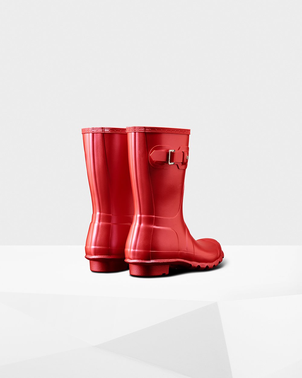 Womens Short Rain Boots - Hunter Original Nebula (78AEFMBGS) - Red